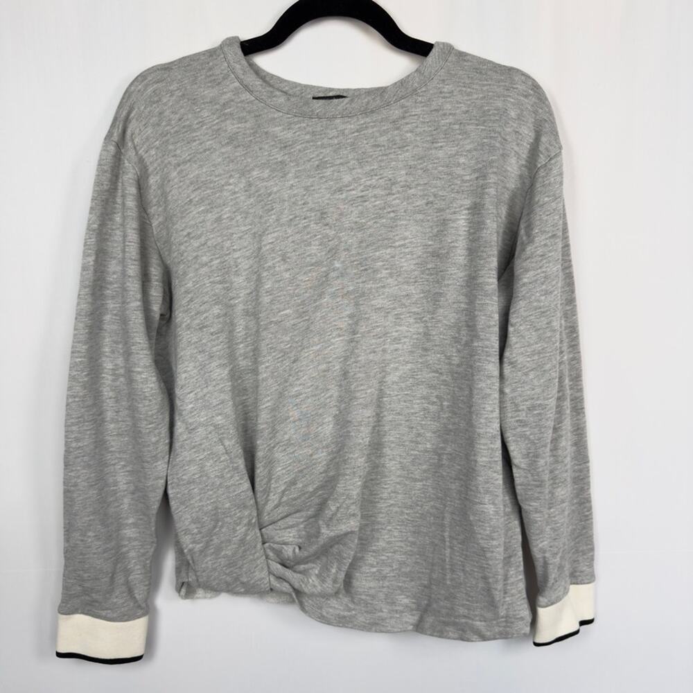 Rag & Bone Grey Faux Knot Crew Neck Cotton Blend Sweater Size XS